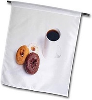 3dRose fl_19972_1 Donuts N' Coffee Garden Flag, 12 by 18"