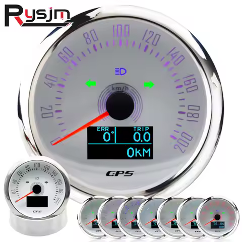 Custom Waterproof 85mm GPS Speedometer 160MPH 200km/h With Antenna Boat Speed Meter With 7 Colors Ba
