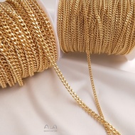 █A.ιA゜14K gold●〔 1m 〕°14k Gold-Wrapped Flashing Face Grinding Chain diy Handmade Loose Chain Necklac
