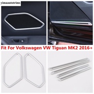 Door Speaker Audio Sound Loudspeaker Strip Cover Trim For Volkswagen VW Tiguan MK2 2016 - 2022 Carbo