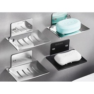Soap Dish Storage Rack Bathroom Toilet Soap Box Holder Punch-Free Stainless Steel Drain Soap Box Bathroom Wall Hanging/stainless steel soap dish No drilling installation Soap Holder Dishes