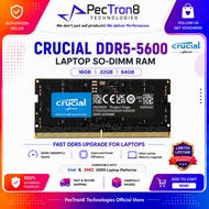 Crucial DDR5 5600MT/s Laptop RAM SODIMM 16GB 32GB 64GB Memory Upgrade