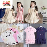 Girls' ruffled polo dress from 9kg-35kg Cute Hello Kitty baby girl dress, cool polo fabric polo dres