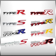 3D Car Metal Type R Logo Type S Sticker Front Grille Emblem Rear Trunk Badge Decal For Honda CIVIC F