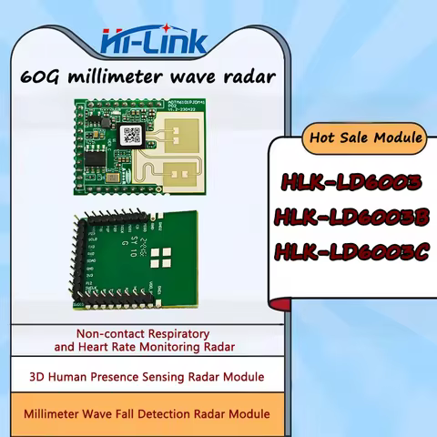 HLK-LD6003/6003B/6003C 60G Millimeter-wave Radar MMW Radar Module: Non-contact Resp&HR, 3D Human Pre