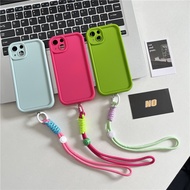 Short Strap Plain Lens Phone Case For iPhone17 16 15 14plus 13Promax 12 11 Xsmax XR XS 78 SE2/3 Mist