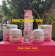 Paket GARNIER Sakura White / Sakura Glow : Serum 30ml + Krim Siang 50ml + Krim Malam 50ml