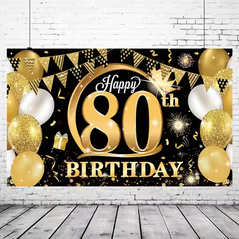 80th birthday party decoration banner Happy Birthday background 80th birthday photo booth prop 80th 