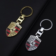 Car Emblem Keychain H Buckle Double-sided Key Ring For Porsche Cayenne Panamera Macan 911 718 Taycan