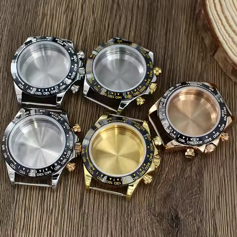 39mm VK63 Watch Case Silver Rose Gold Watch Accessories Sapphire Crystal waterproof For Seiko VK63 Q