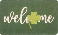 St. Patricks Day Entrance-Welcome-Doormat Shamrocks Front-Door Door Mat Clovers Decorative Artificia