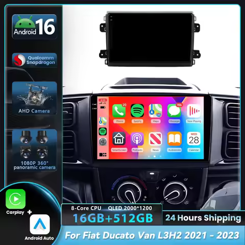 Android 16 Car Radio For Fiat Ducato Van L3H2 2021 - 2023 Carplay Auto Qualcomm GPS Navigation 360 C