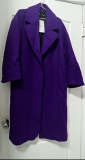 Zara紫色羊毛大衣