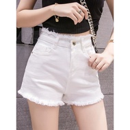 jeans women y2k jeans White High-Waist Loose Fit Stretch Denim Shorts for Women