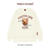 Wisen oversize unisex cotton fleece sweater YOUTH LIFE model