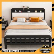 SUP Thickened Double Bed Queen Bed Soft Bag Bed Black&white Bed Metal Bedframe 1 1.2 1.35 1.5 M Meta