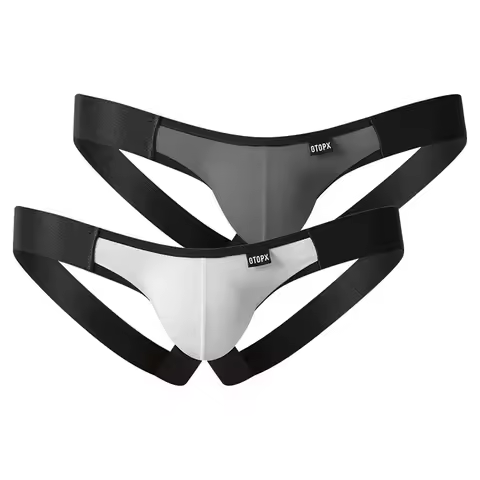 Men's Jockstrap Supporter Thongs Open Crotch Low-Rise Elastic Sports Underwear Pump Man Panties Unde