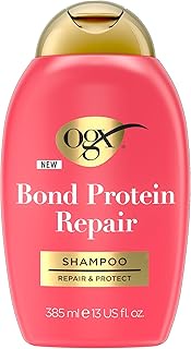OGX Repair and Protect Bond Protein Repair Shampoo 385ml - Strengthens and Repairs Brittle, Dry or D