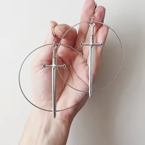 Sword Excalibur Statement Earrings classical Occult Dark Gothic Jewelry Dagger Women Fashion Gift Cl