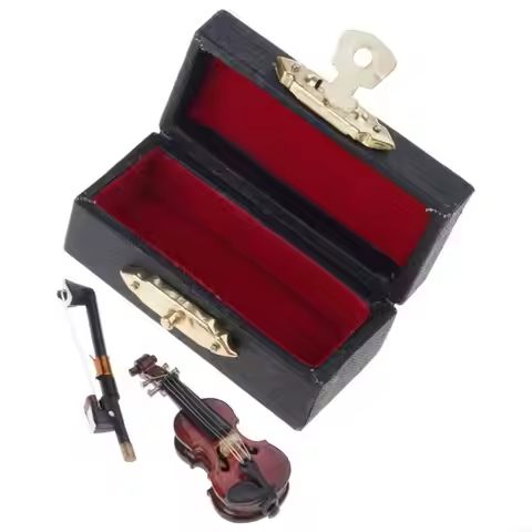 Miniature Violin Mini Violin Musical Instrument Replicas Collection Figurines Ornament Dollhouses Ac