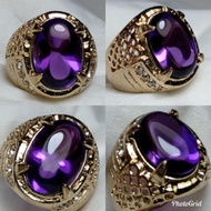 Batu Cincin Akik Kecubung Ungu Bungur Tanjung Bintang Cutting Bawah Amethyst Quartz
