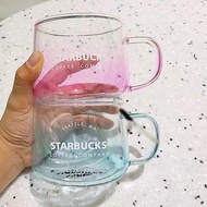 Starbucks Glass Macaron Creative Heat-resistant Large-capacity Coffee Cup 430ML Simple Cartoon Water