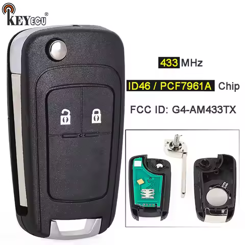 KEYECU 433MHz PCF7961A / ID46 Chip G4-AM433TX Flip Remote Key Fob for Opel/Vauxhall Corsa D 2007-201
