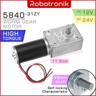 5840 (31ZY) Worm Geared DC Motor (12V / 24V) Powerful High Torque up to 30kg.cm Gear Motor 4058GW31Z