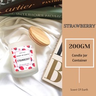 STRAWBERRY SCENT - CANDLE JAR 200GM -  35 HOURS STAND - AROMATHERAPY FOR HOUSE - PEWANGI RUMAH - LILIN 100% WANGI