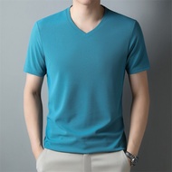 tshirt lelaki t shirt baju lelaki T-shirt lengan pendek v-neck trend musim panas, kolar hati ayam le