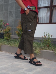 Hugo Pants - Celana Sirwal Cargo Angkle Pria Dewasa 3/4 Pinggang Karet