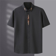 7XL 8XL 9XL 10XL Mens Short Sleeve Shirts Fashion Embroidery Wedding Dress British Summer Loose Casu