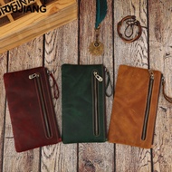 Genuine Leather Coin Purse Ladies Large-Capacity Long Wallet Retro Casual Zipper Clutch Coin Purse 6