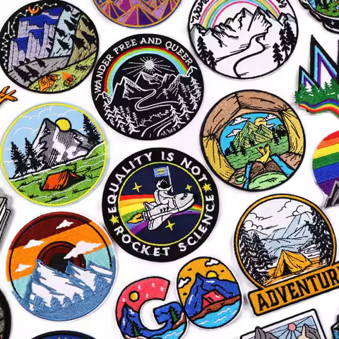 Wander Free And Queer Patch Mountain Camping/Adventure Patch Sew Embroidered Patches On Clothes Iron
