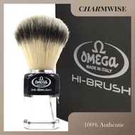 Omega 40634 Transparent with Black Square Handle Hi-Brush Synthetic Shaving Brush with Box