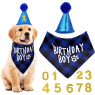 Yardwe Dog Birthday Party Supplies, Dog Birthday Bandana Set, Includes Hat, Bandana, Numbers