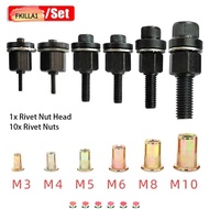 FKILLAONE 11Pcs/Set Manual Riveter Tool, Mandrel Staple For Rivet Nut Torch Hand Rivet Nut, Easy Ins