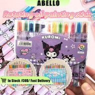 Rotating Crayon Set 12Colors for Kids Kuromi Melody Painting Stick Washable Kids School Crayon for K