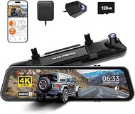 WOLFBOX G900 PRO Mirror Dash Cam with STARVIS 2 IMX678, 12 inches Rear View Mirror Camera with Front