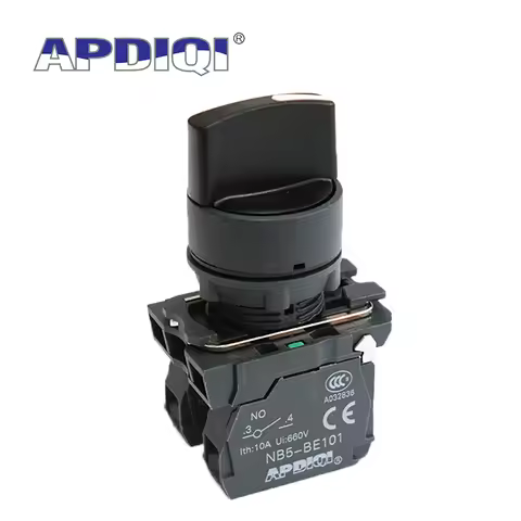 1Pcs XB5 2 Gear 3 Position Plastic Knob Self Locking Reset Selector NC NO Standard Handle Push Butto