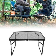 SEPTEMBER Outdoor Collapsible Garden Desk, Adjustable Height Foldable Metal Mesh Grill Table, Outdoor Furniture Aluminum Sturdy Portable Picnic Folding Camping Table Beach BBQ