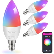 4 Pack E12 LED Light Bulb Compatible w/Google Siri Alexa Light Bulb 5W Type B Smart Bulb RGBCW 16 Mi