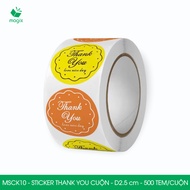 MSCK10 - D2.5 cm - 1 Roll of 500 round thank you stickers, thank you stickers, thank you stickers