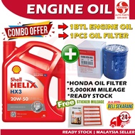 S2U Original Shell Helix HX3 Engine Oil 20W50 4Liter For Proton Perodua Honda Toyota Minyak Hitam Ke