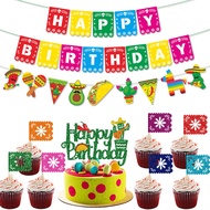 Cinco de Mayo Party Supplies Mexican Taco Banner Cake Toppers for Kids Pinata Birthday Decorations
