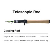 Purelure ใหม่ Telescopic Rod 1.86m 2.10m ML Power BFS 7ft Travel Rod Trout Spinning Casting Solid Ti