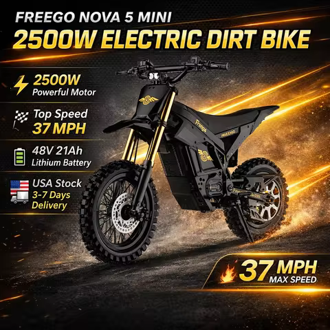 Freeg Electric Dirt Bike for Teens Adults 37 mph 2500 W Mid-Drive Motor 48V Battery E-Bike 14/12" Fa