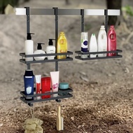 Shower Caddy Hanging Shelf with Hooks Suction Cups Stainless Steel Hanging Door Shower Rack Rustproo
