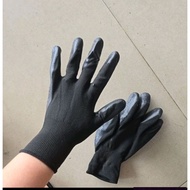 Black rubber gloves with cloth combination / workers gloves / black rubber safety gloves