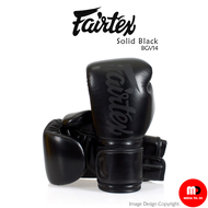 นวมชกมวย Fairtex Boxing Gloves BGV14SB "SOLID BLACK" Microfiber Gloves Long cuff design for sparring and training